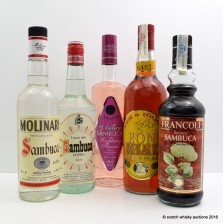MOLINARI SAMBUCA  DOPPIA SAMBUCA  FRANCOLI SAMBUCA  ANTICA SAMBUCA   RON MIEL 1L