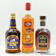 ANGOSTURA 1824 PREMIUM RUM  PUSSER S RUM CASK STRENGTH   CLARKE S COURT DARK GRENADA RUM 75CL