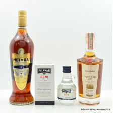 TSIPOURO AGED GREEK BRANDY  METAXA 7 STARS 1L   PILAVAS OUZO 20CL
