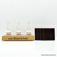 BALVENIE GLASS PLINTH  COASTERS X 4   GLENCAIRN GLASSES X 3