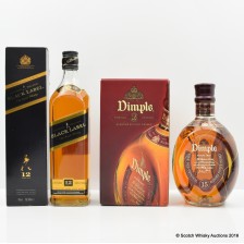DIMPLE 15 YEAR OLD   JOHNNIE WALKER BLACK LABEL 12 YEAR OLD