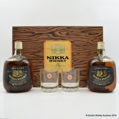 Nikka Gold & Gold 2 x 76cl and Glasses Set