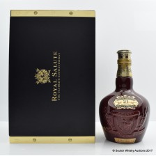 CHIVAS ROYAL SALUTE 21 YEAR OLD RUBY FLAGON IN WOODEN CHEST