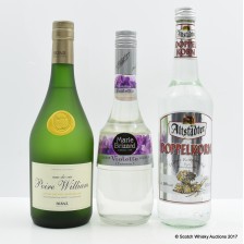 Poire William Eau De Vie Brizard Violette Liqueur Altstader Doppelkorn