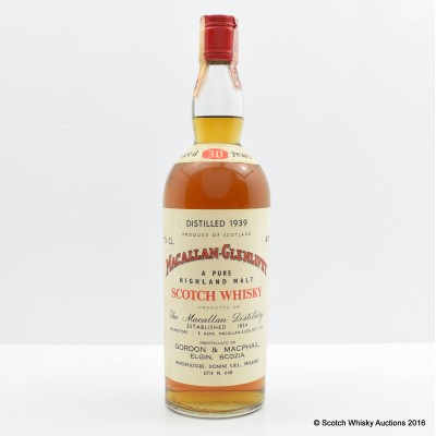 Macallan-Glenlivet 1939 30 Year Old Gordon & MacPhail 75cl