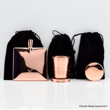 Glenfiddich Copper Hip Flask Collapsible Cups X2