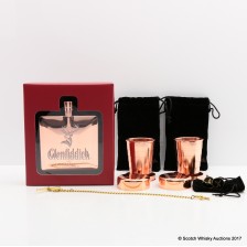 Glenfiddich Copper Hip Flask Collapsible Cups X 2 Cuff Links