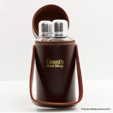 Grant S Glenfiddich Hunters Flasks In Leather Holder