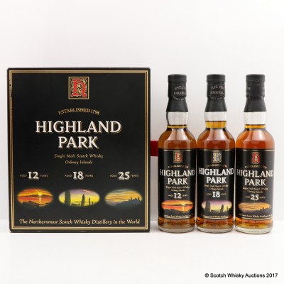 Highland Park 12 Year Old, 18 Year Old & 25 Year Old 33.3cl Set