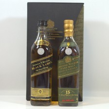 JOHNNIE WALKER THE COLLECTION BLACK LABEL 12 YEAR   GREEN LABEL 15 YEAR OLD 2 X 20CL