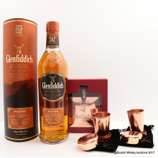 Glenfiddich 14 Rich Oak With Copper Hip Flask 2 X Collapsible Cups