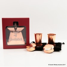Glenfiddich Copper Hip Flask Collapsible Dram Cups X 2