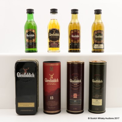 Assorted Glenfiddich Minis 4 x 5cl including Glenfiddich 18 Year Old Mini 5cl