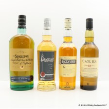 CRAGGANMORE 12 YEAR OLD  BENROMACH PEAT SMOKE  CAOL ILA 12 YEAR OLD   SINGLETON OF DUFFTOWN 12 YEAR OLD 4 X 70CL
