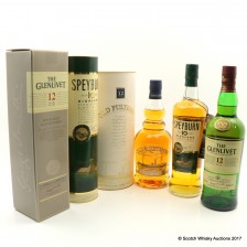 GLENLIVET 12 YEAR OLD  OLD PULTENEY 12 YEAR OLD   SPEYBURN 10 YEAR OLD