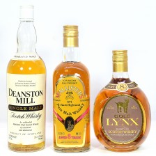 DEANSTON MILL  MCALLISTER S PURE MALT 8 YEAR OLD   GOLD LYNX PURE MALT 8 YEAR OLD