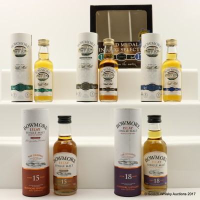 Assorted Bowmore Minis 5 x 5cl Including Bowmore 18 Year Old