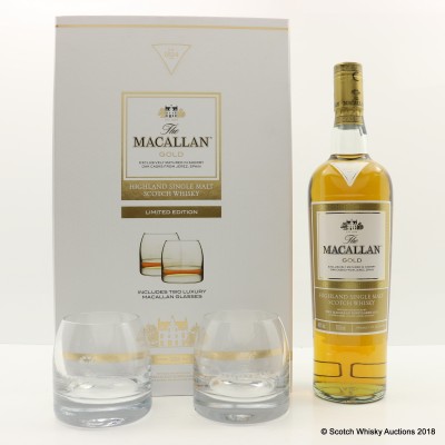 Macallan Gold & 2 x Glasses Gift Set