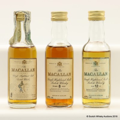 Assorted Macallan Minis 3 x 5cl Including Macallan 8 Year Old