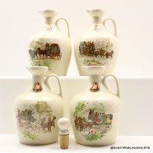RUTHERFORD S CERAMIC CARRIAGE DECANTERS 4 X 70CL