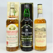 OLD FETTERCAIRN 10 YEAR OLD  GLENLEVEN MALT 12 YEAR OLD 75CL   TAMNAVULIN GLENLIVET 10 YEAR OLD 75CL