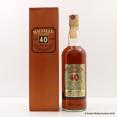 Macallan 40 Year Old Gordon & MacPhail 26 2/3 Fl Oz