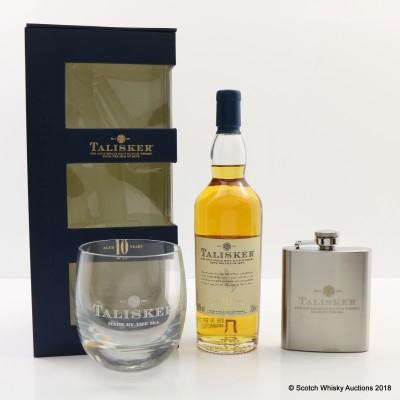 Talisker 10 Year Old 20cl With Glass & Hip Flask Set