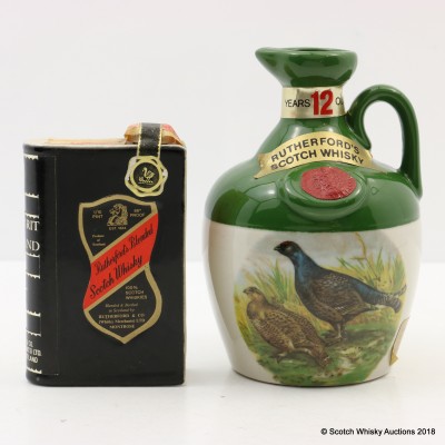 Rutherford's 12 Year Old Flagon 6 2/3 Fl Oz & Rutherford's Book Decanter Mini 1/10 Pint