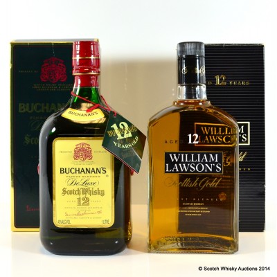 Buchanan's De Luxe 12 Year Old 1L & William Lawson's Scottish Gold 12 Year Old