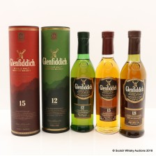 GLENFIDDICH 12 YEAR OLD  15 YEAR OLD   18 YEAR OLD 3 X 20CL
