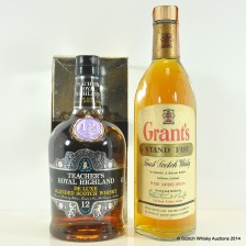 TEACHER S ROYAL HIGHLAND 12 YEAR OLD 75CL   GRANT S STAND FAST 26 2 3 FL OZS