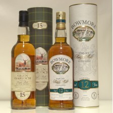 BOWMORE 12 AND GLEN GARIOCH 15
