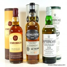Laphroaig 10 Benromach 12 Glengoyne 10 Glennmont