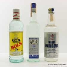 WYBOROWA VODKA  SAINT JAMES RHUM LIGHT   BOLS SILVER TOP DRY GIN 3 X 70CL