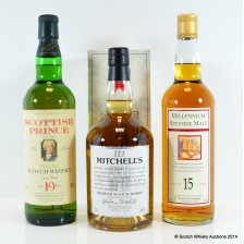 MITCHELL S BLENDED SCOTCH WHISKY  SCOTTISH PRINCE DELUXE 10 YEAR OLD   MILLENNIUM SPEYSIDE MALT 15 YEAR OLD