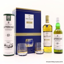 Laphroaig 10 Macallan Gold Double Cask Glasses Limited Edition Gift Set 2 X 70cl