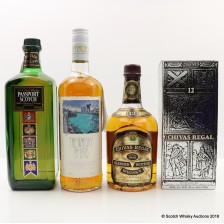 CHIVAS REGAL 12 YEAR OLD  THE WHISKY OF 1990 WHYTE   MACKAY 75CL   PASSPORT SCOTCH 1L