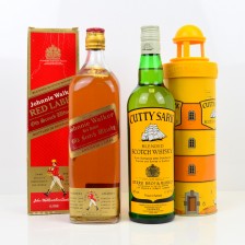 CUTTY SARK IN LIGHTHOUSE TIN   JOHNNIE WALKER RED LABEL 1L