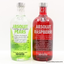 ABSOLUT RASPBERRI   ABSOLUT PEARS 2 X 70CL