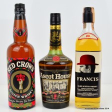 FRANCIS RED BOWLER RARE SCOTCH WHISKY  RED CROWN WHISKY   ASCOT HOUSE WHISKY