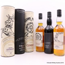 Royal Lochnagar 12 Game Of Thrones House Baratheon Oban Bay Reserve Game Of Thrones The Night S Watch Clynelish Reserve Game Of Thrones House Tyrell 3 X 70cl