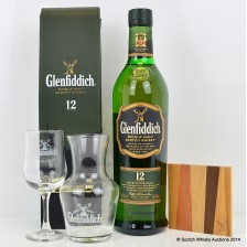 Glenfiddich 12 In Leather Pouch Tasting Glass Coaster Water Jug