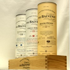 BALVENIE TRIO ON WOODEN PLINTH