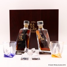 KAVALAN AMONTILLADO SHERRY CASK MANZANILLA SHERRY CASK DECANTERS 2 GLASSES 2 X 50CL