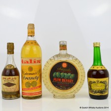 ASSORTED BRANDIES X 4 INCLUDING SLJIVOVICA PLUM BRANDY