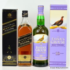 FAMOUS GROUSE 10 YEAR OLD MALT   JOHNNIE WALKER BLACK LABEL